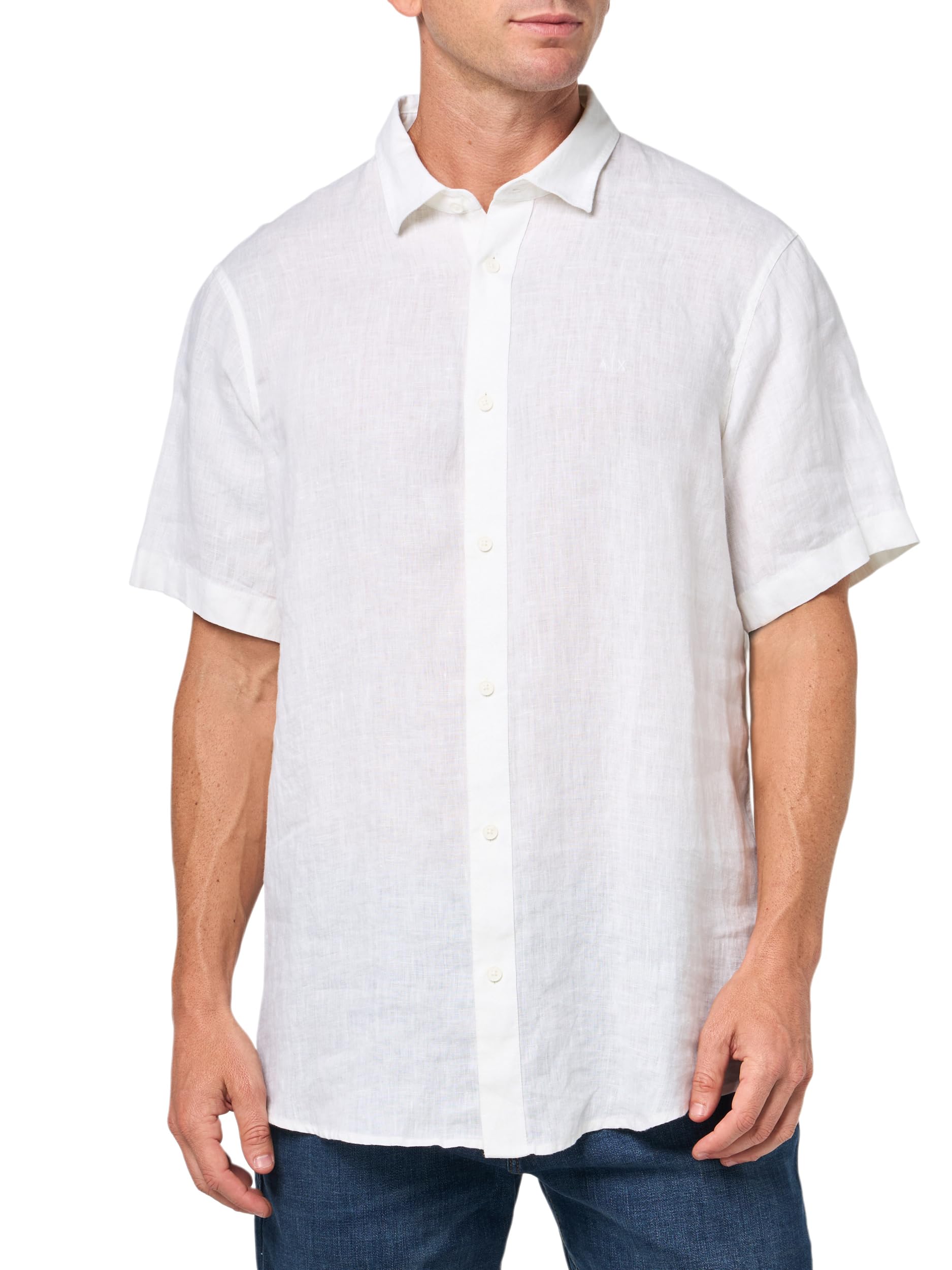 Armani Exchange Men's Short Sleeve Oxford Shirt White Extra Large