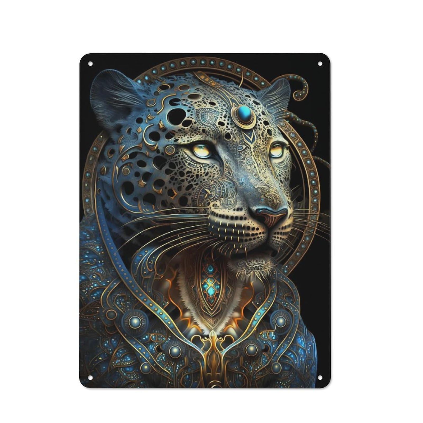 Junmoney Style-18 Mystical Astrology Leopard Retro-Style Tin Sign 40X30cm For Living Room Or Hallway, For Vintage Wall Decor Fans, For Themed Room Decoration