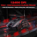 Redragon M901K RGB Fils MMO Jeu Mouse-12,400 DPI, 19 Boutons programmables, 8 * 2.4g Tuning de poids pour PC portable MOBA FPS - noir