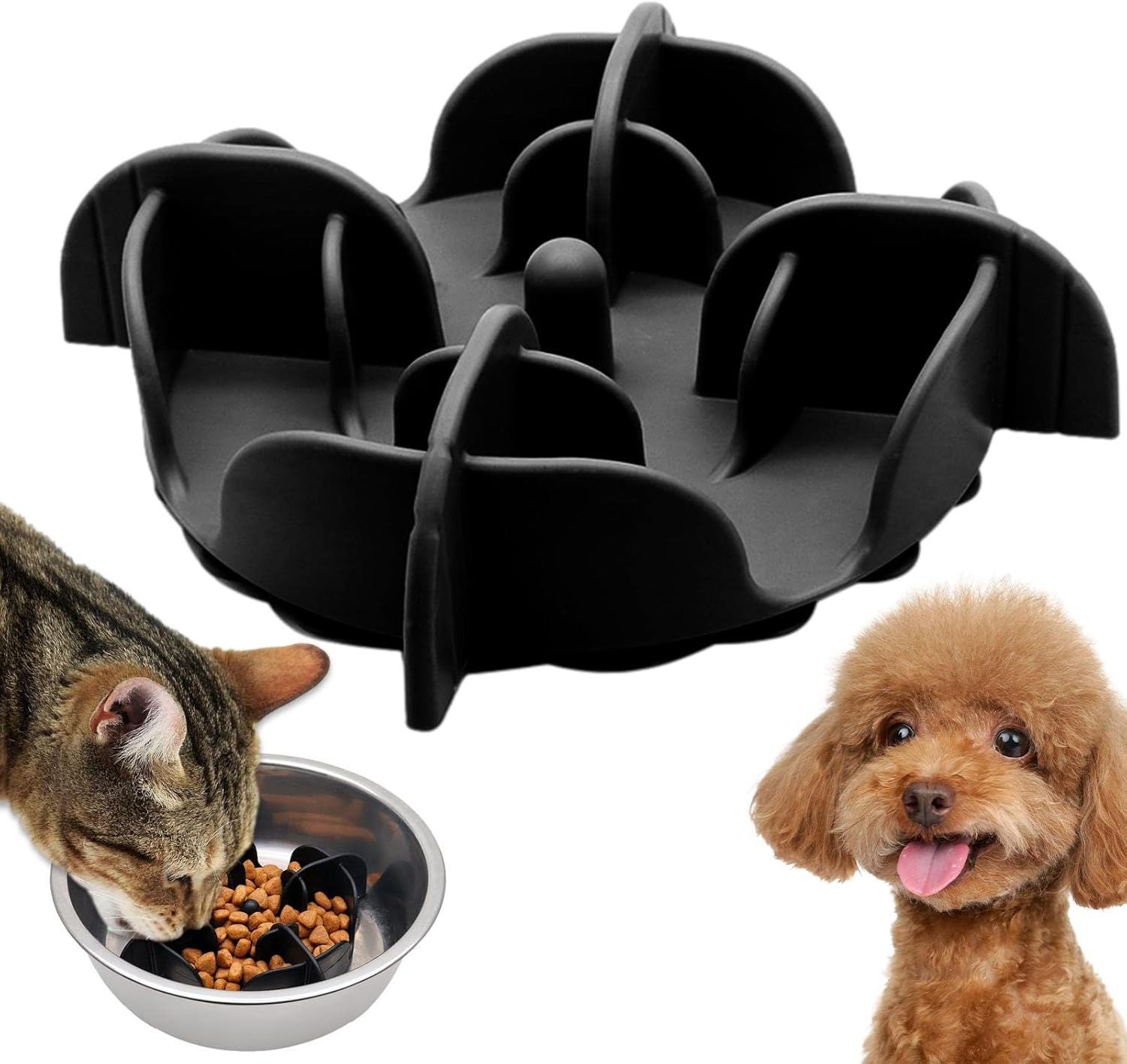Amazon 犬のパズルフィーダー,ノンスリップ シリコン パズル ボウル ノンスリップスローフィーダーキャットボウル、レイズドドッグ