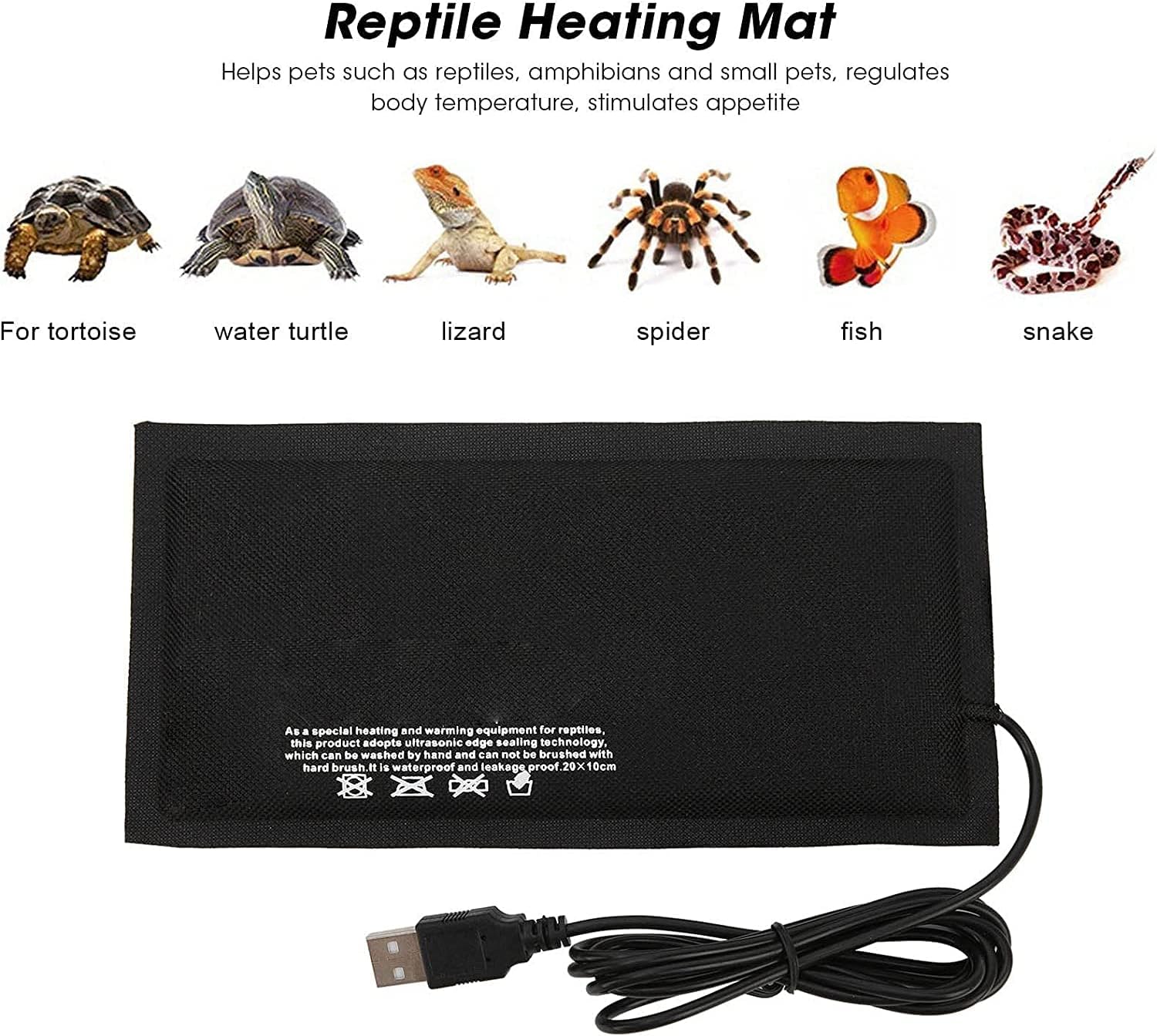 Reptile Heat Mat Reptile Heating Mat Constant Temperature Without Switch Adjustable Temperature Reptile Heat Pad USB Powered(S) (Size : One Size)