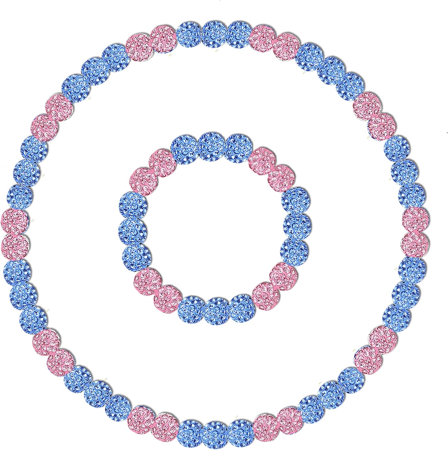 Baseball Necklace 18in Sparkle Rhinestone Baseball Beaded Chain and Bracelet Set Pollyanna Baseball Drip Gifts for Men Women