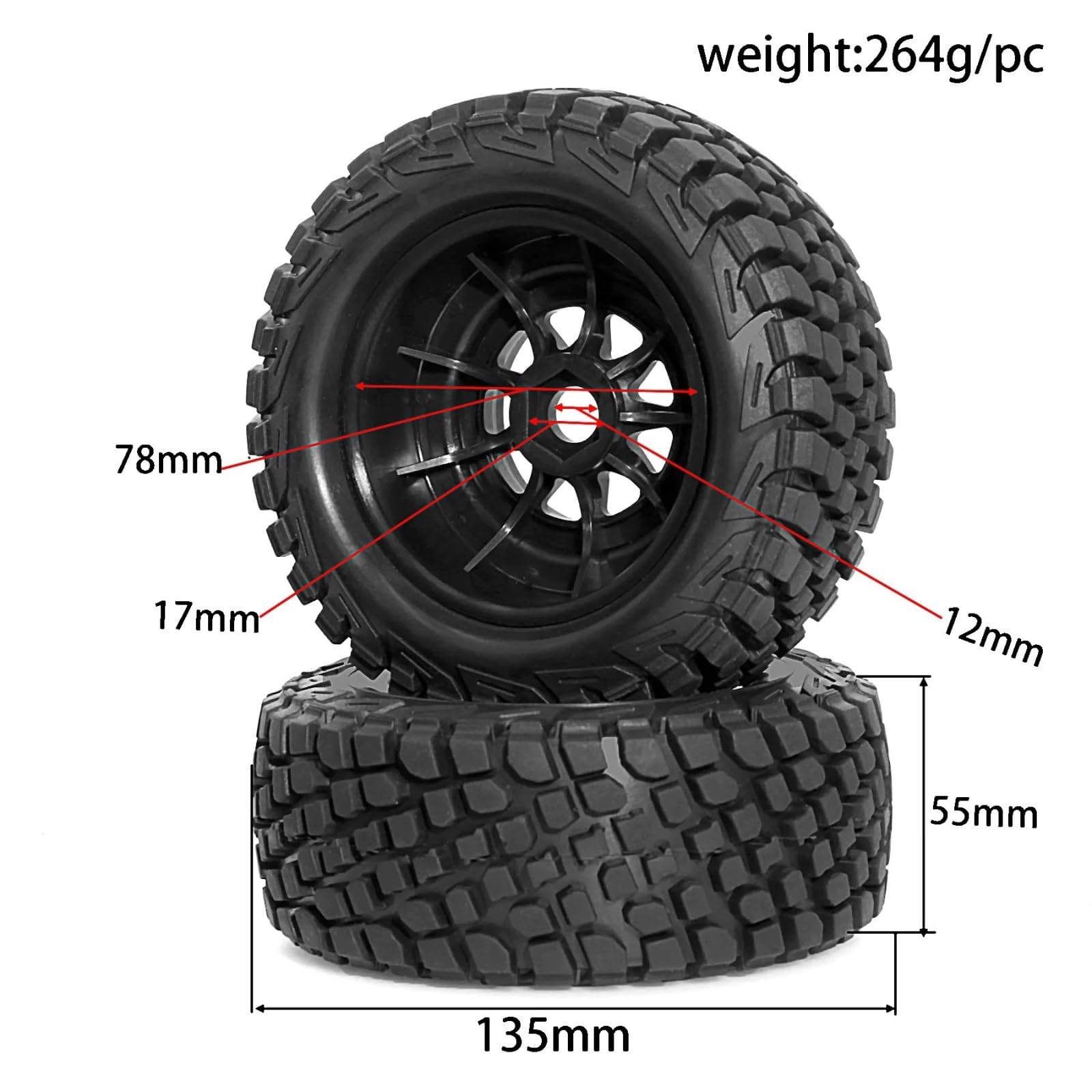 Rueda Neumáticos Pegado para ARRMA para Mojave 6S 1/7 Pieza Coche