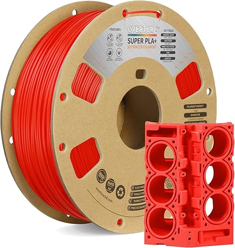 OVERTURE Filamento Super PLA+ de 0.069 pulgadas, dureza mejorada PLA Plus, filamento de impresora 3D de dureza profesional de 2.2 libras, alta