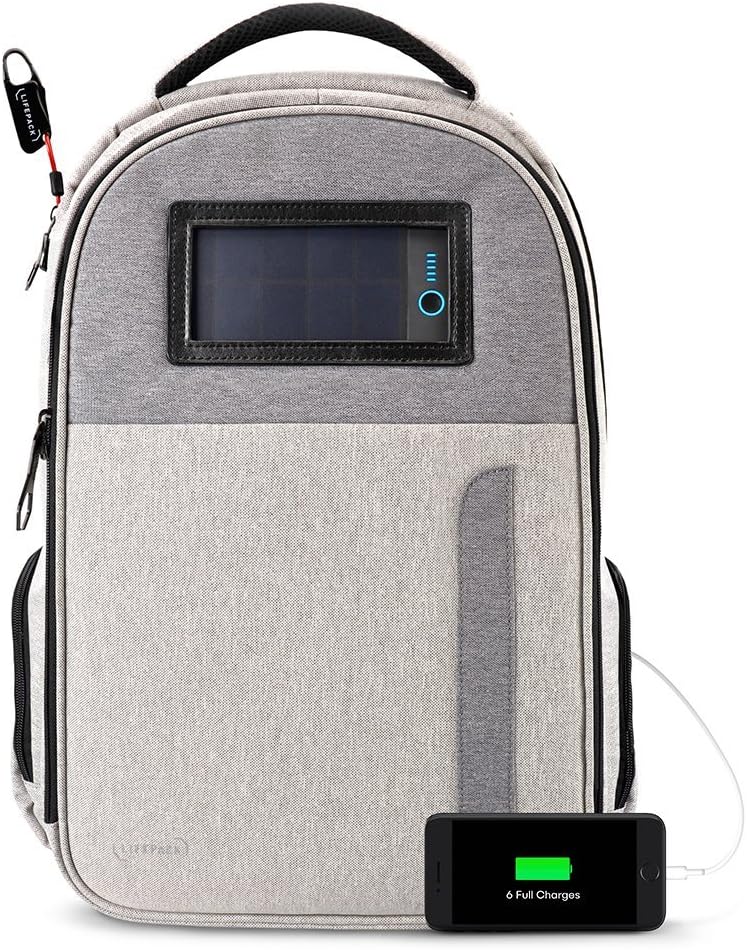 Lifepack Solgaard Design Backpack, Solar USB charger, Laptop Sleeve (Titanium Grey)