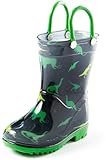 Toddler and Kids Waterproof PVC Rain Boots with Easy-On Handles – Lightweight Slip-Resistant Outdoor Boots for Boys and Girls