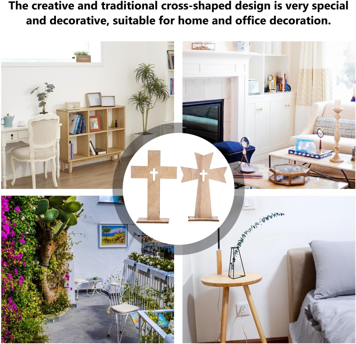 PRETYZOOM 20pcs Unfinished Wooden Crosses for Craft, 4'' Small Cross Ornament, Halloween Table Sign, Baptism First Communion Centerpiece, Easter Christmas Decoration (2 Styles) (Pack of 2)