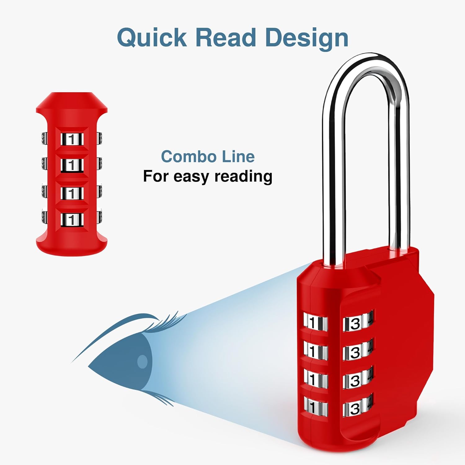 Puroma 2 Pack 2.6 Inch Long Shackle Combination Lock 4 Digit Outdoor Waterproof Padlock for Hasp Locker Lock, Sports Locker, Fence, Gate, Toolbox, Case, Hasp Storage, Cabinets (Red & Black)