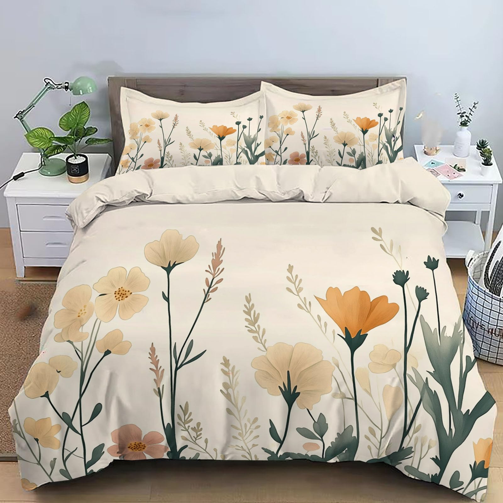 Microfibre parure couette de qualité supérieure 140x200cm au fini crème satiné et doux pour adulte