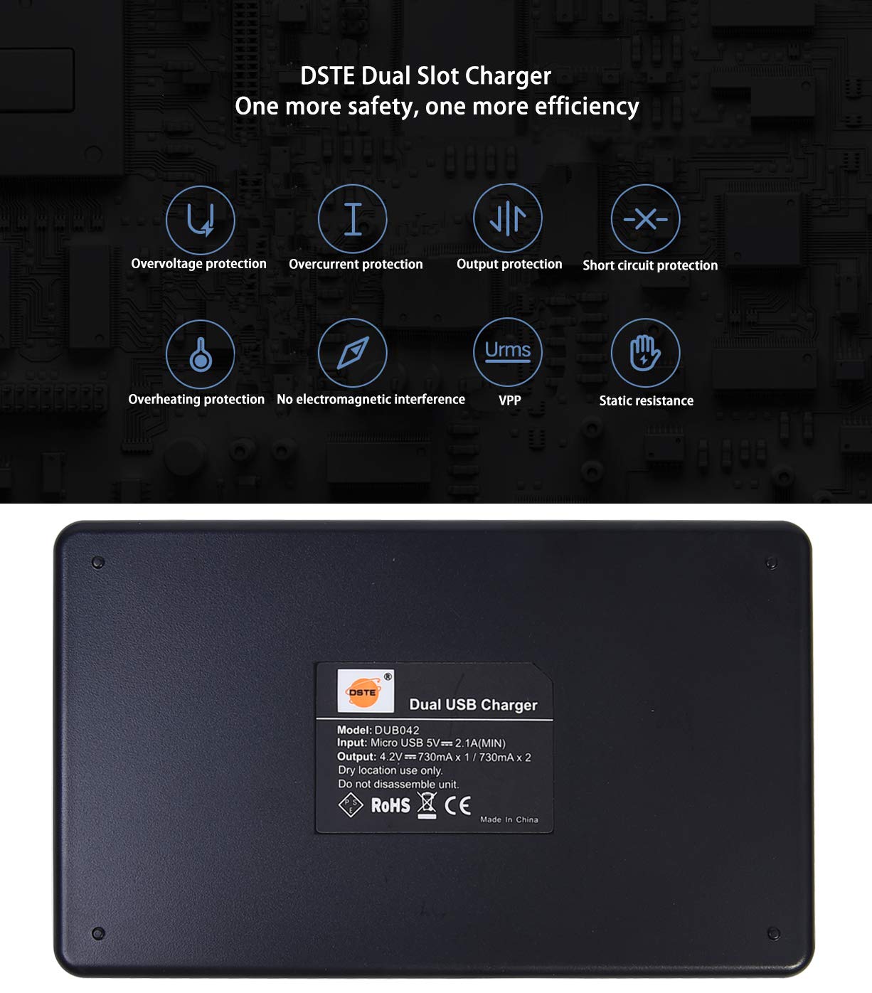 DSTE NB-6L Batteria di ricambio (2 pacchetti) e caricatore rapido doppio Compatibile per Canon PowerShot SX170 IS SX240 HS SX260 HS SX270 HS SX280 HS SX500 IS SX510 IS SX600 IS