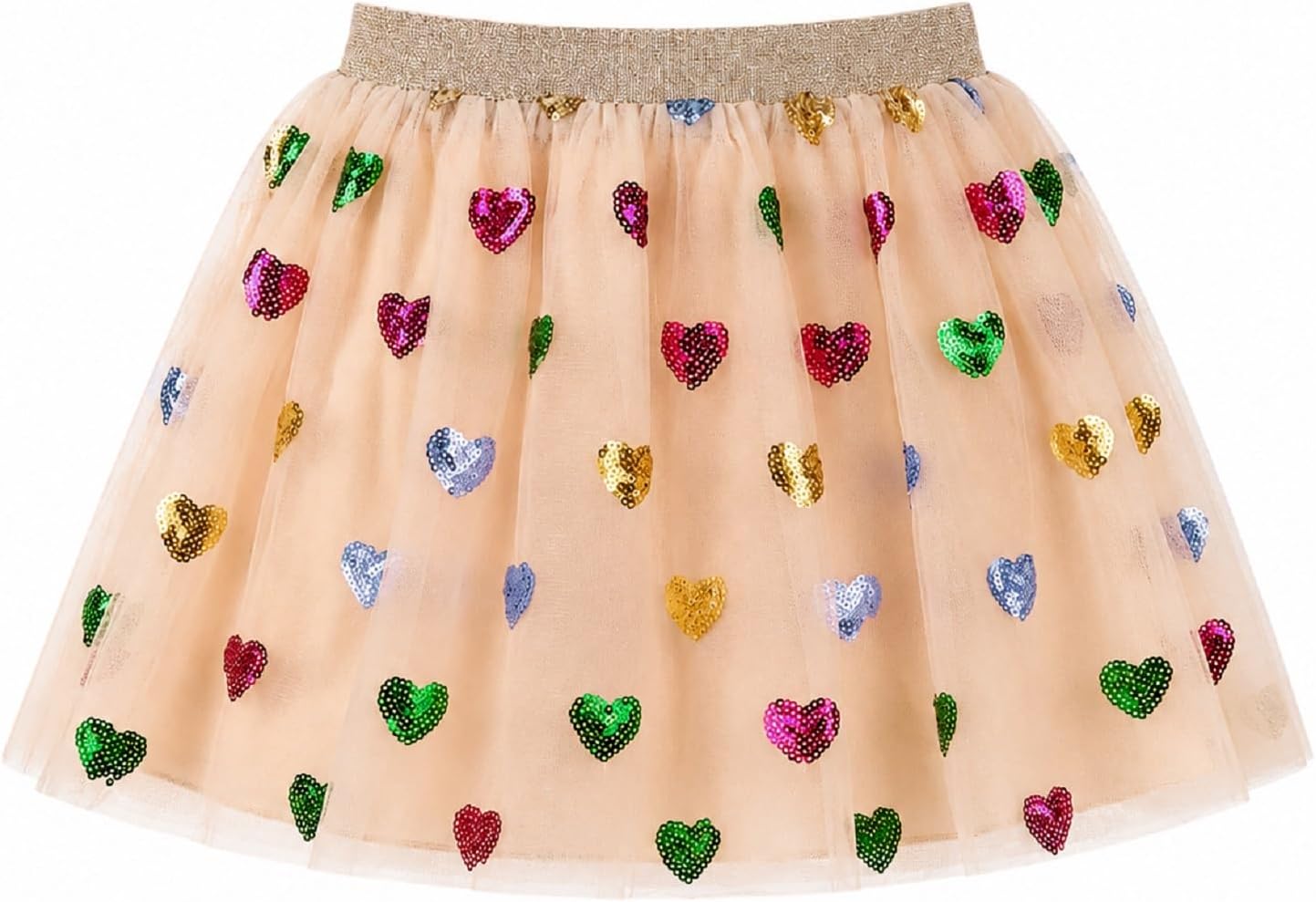 Miipat Toddler Girls Tulle Tutu Skirt Sparkly Sequin Kids Layered Ballet Dance Skirt for Birthday Party