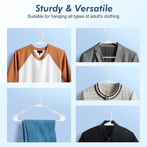 Miniatura 5 de HOUSE DAY Paquete de 60 perchas de plástico color negro, perchas de plástico que ahorran espacio, perchas resistentes con muescas para ropa, perchas