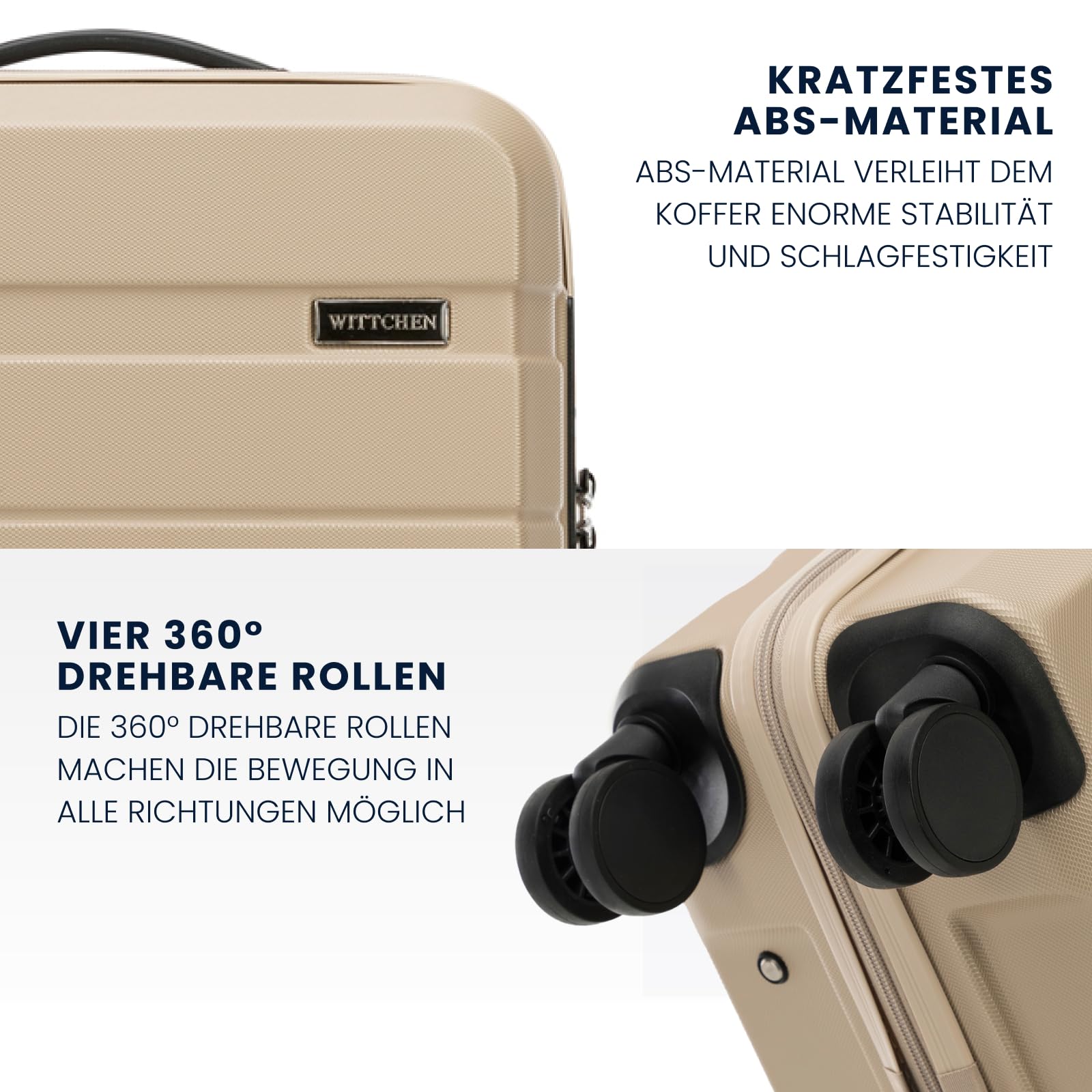 WITTCHEN COMODO Line Koffer Handgepäck Gepäck-Set aus ABS Teleskopgriff TSA Schloss 4 Doppelräder
