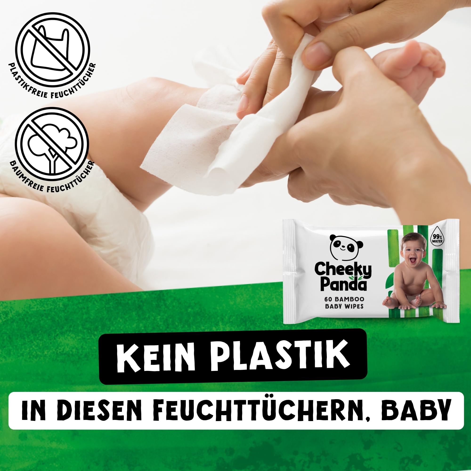 The Cheeky Panda 1536 Baby-Feuchttücher aus Bambus, biologisch abbaubar, Multipack, 24 Packungen
