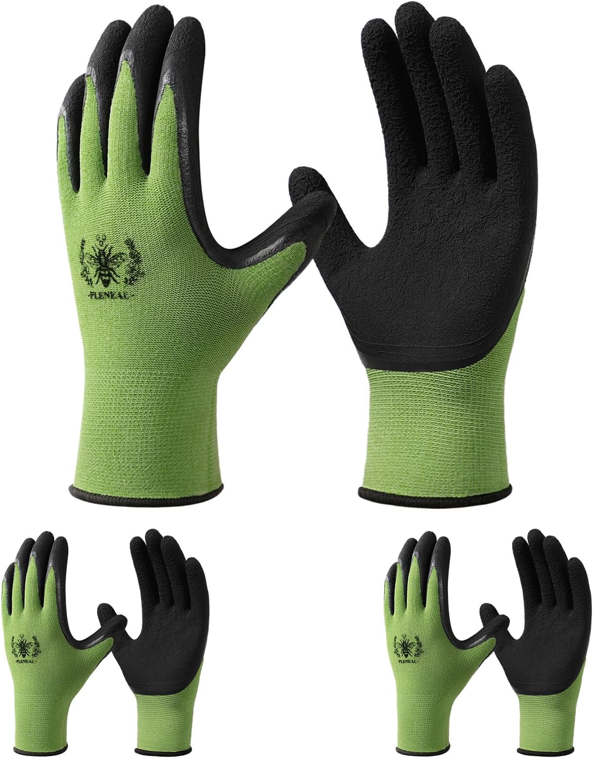 Pleneal Gardening Gloves for Women Men - 6/3 Pairs Garden Gloves with Grip, Latex Coated Working Glove, Medium Size