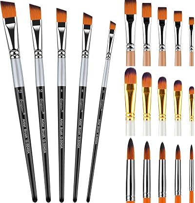 KATUMO Paint Brushes Set, 20 Pcs Nylon Hair Paint Brush Multipurposes Paintbrushes Set for Acrylic Watercolor Oil Painting Face Nail Art, Model Craft Rock Art, Artist Pro Kits