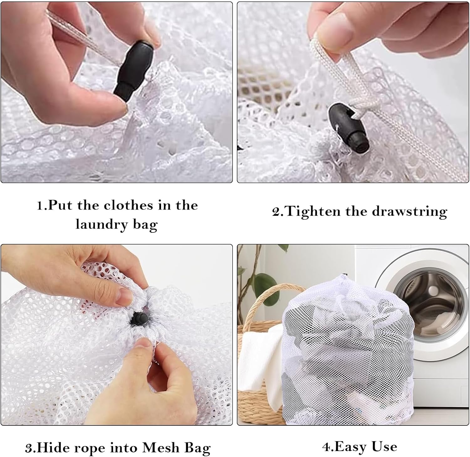 Mesh Laundry Bag 50 x 70 cm, Reusable Laundry Bags for Delicates, Machine Washable Net Laundry Washing Bag with Drawstring for Home Hotel College Dorm Apartment Travel Camp (White)