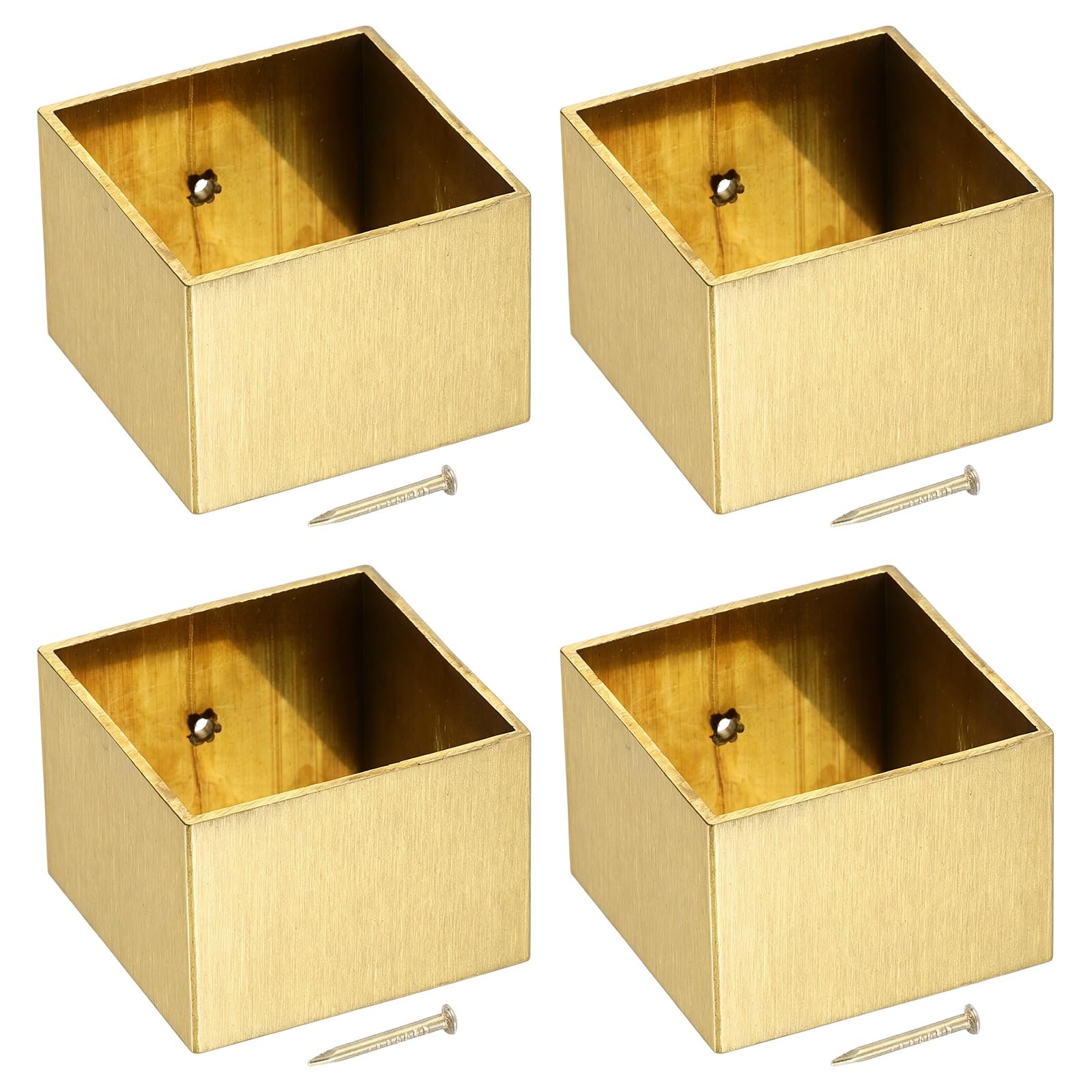 sourcing map 4Pcs Brass Furniture Foot Cover, 32x35x25mm Floor Protector