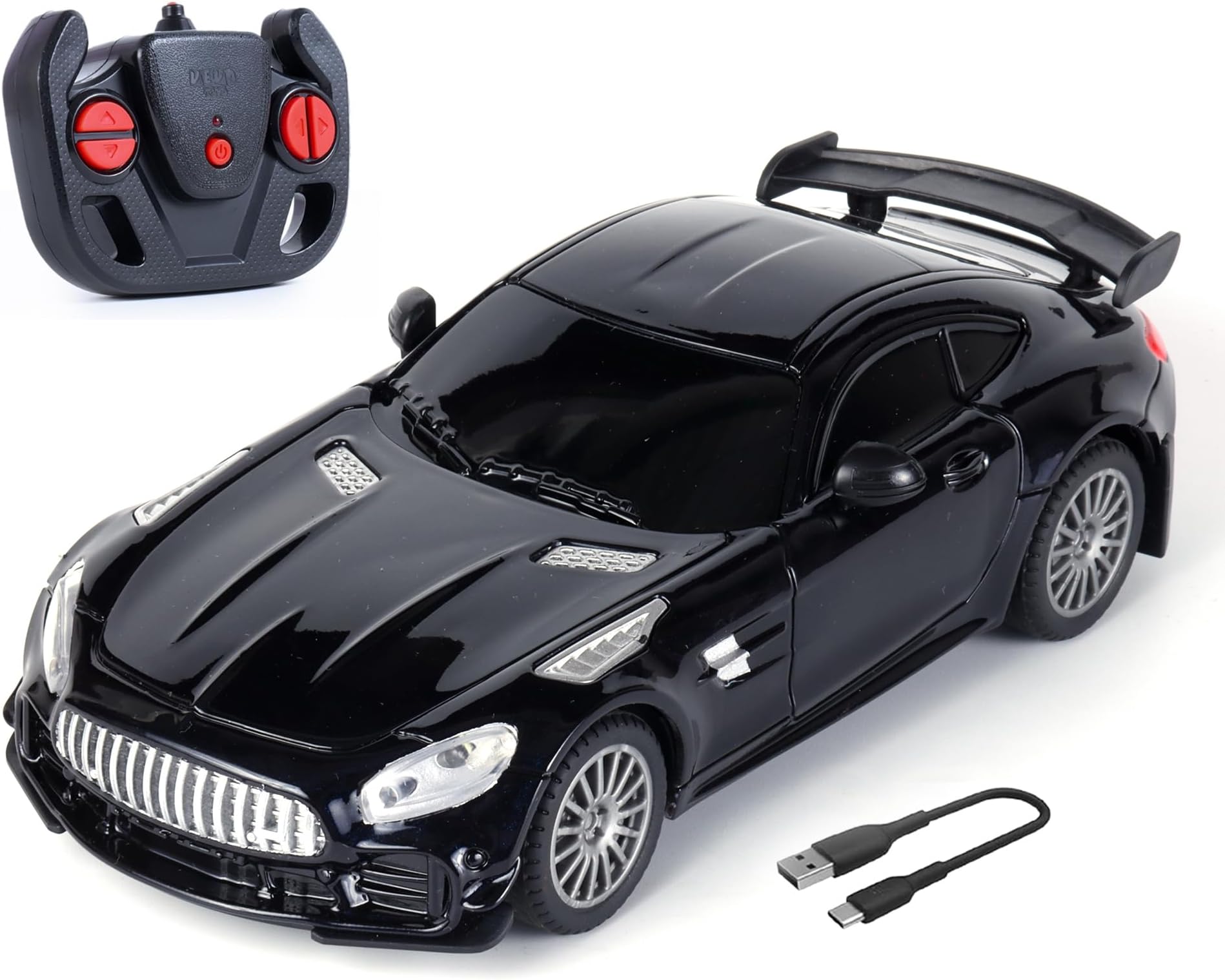 popsugar Remote Control Car | Mini High Speed Car | 2.4GHz Remote | Rechargeable Lithium Battery | C-Type Charge | Working Headlights | Best Gift for Kids | Made in India,Black