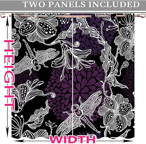 Miniatura 10 de Colección Purple Decor Cortinas para Habitacion, 2 paneles de cortinas moradas, bordadas reductoras de luz (W) 63 x (H) 63 pulgadas