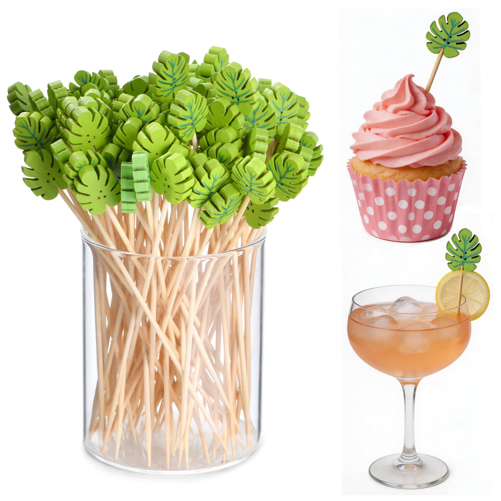 Lysjoy Palillos para Aperitivos Verano, 100 PCS Brochetas de Cóctel Palillos Decorativos, Decorativos Cocktail Fruta Decoraciones para Fiestas en la Playa y Cumpleaños de Verano (C)