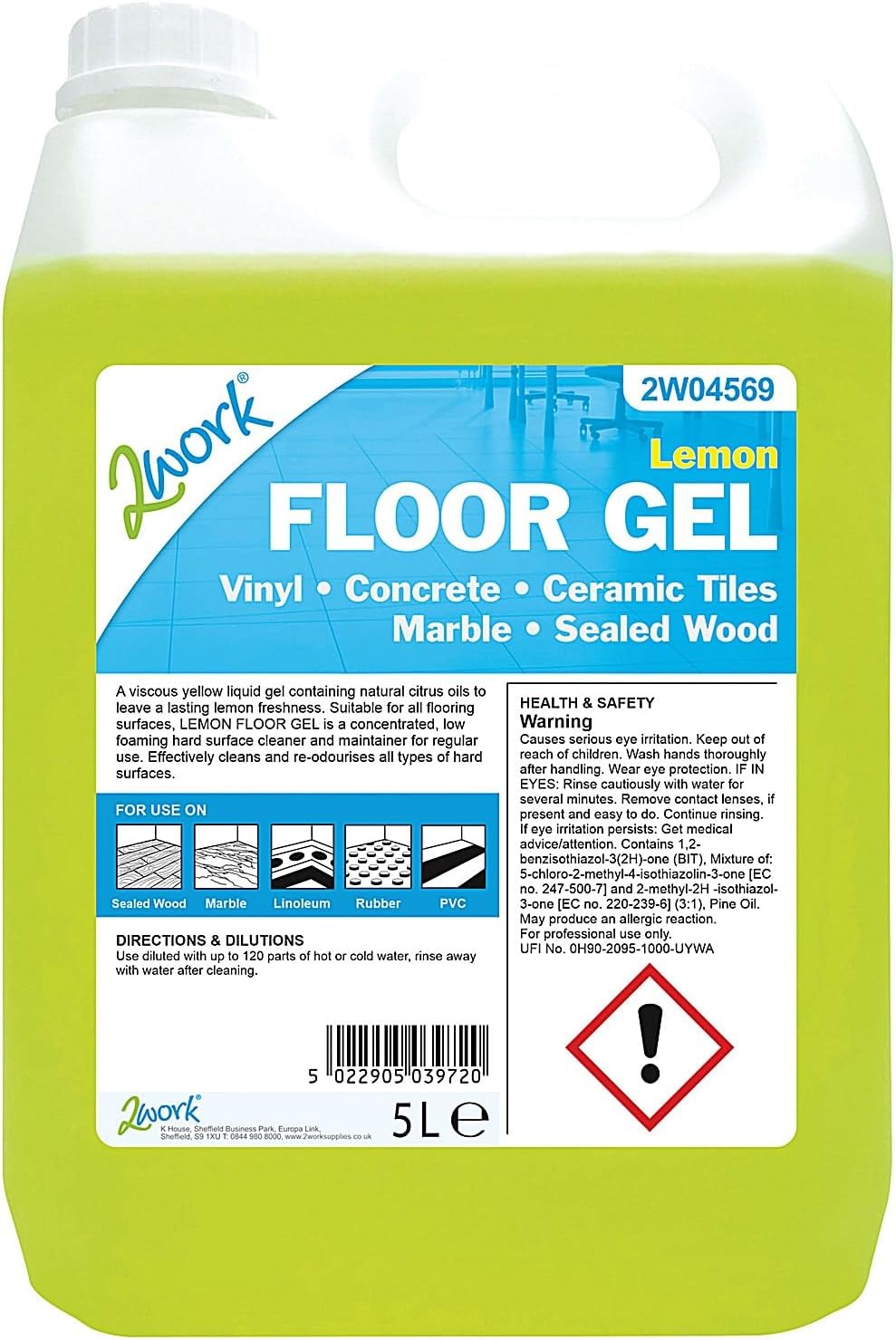 2W04569 5 L Lemon Floor Gel, Pack of 1