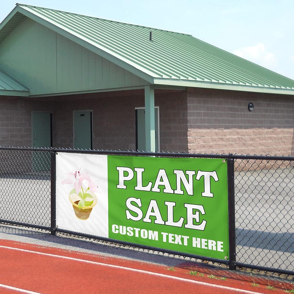 Custom Vinyl Banner Multiple Sizes Plant Sale Nursery Business Advertisement Lawn and Garden Outdoor Weatherproof Industrial Yard Signs 8 Grommets Personalized Text Here 48x96Inches