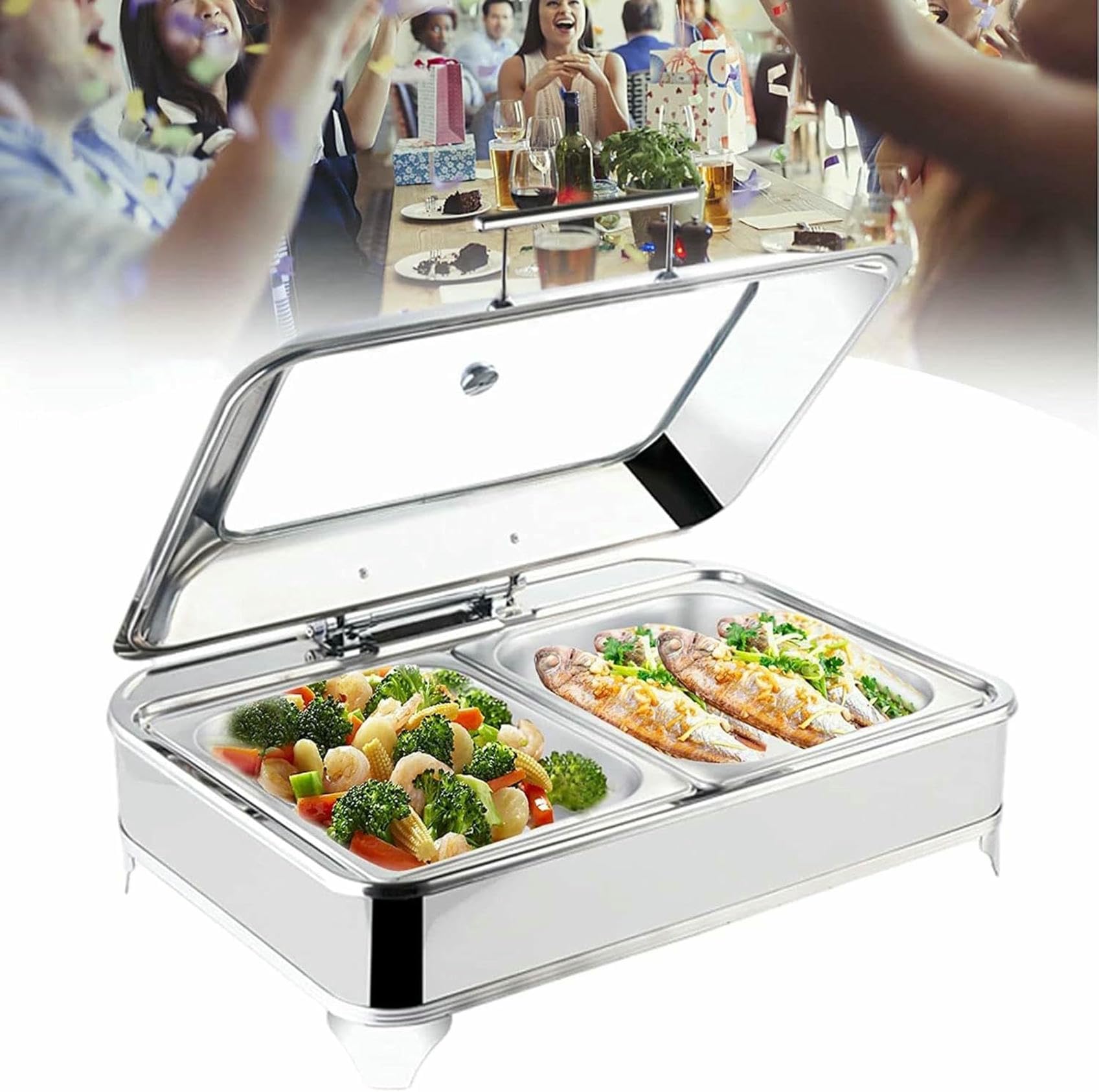 Chauffe-plat buffet électrique résout le problème des plats froids grâce au bac inox 9L
