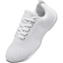 BAXINIER Girls White Cheerleading Shoes Breathable Youth Cheer Competition Sneakers Athletic Training Dance Tennis Walking Shoes