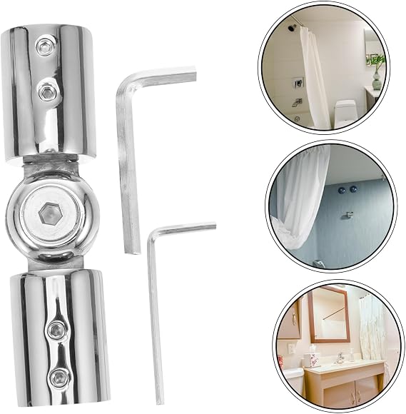 Cabilock Stainless Steel Curtain Corner Connector Hinged Silver