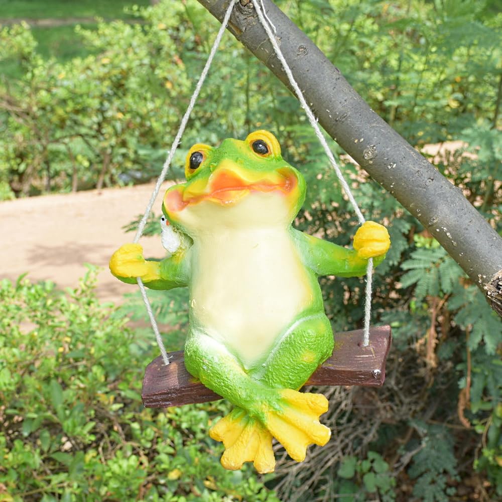 Poly-Resin Hanging Decor for Garden, Home, Gift (Swinging Frog)