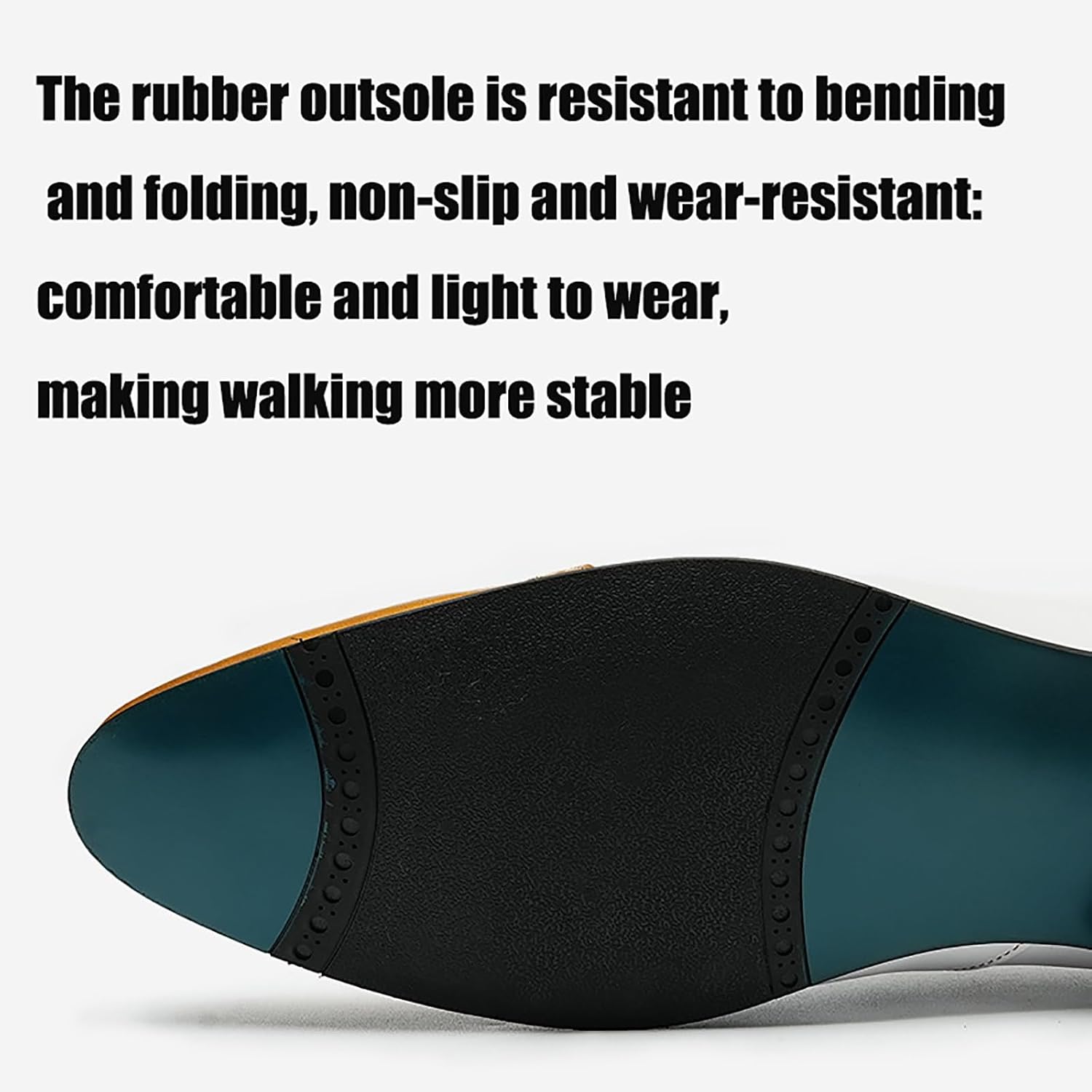 Men's Premium Leather Dress Shoes for Weddings & Business Events Breathable Non-Slip Rubber Sole with Dual Tone Design