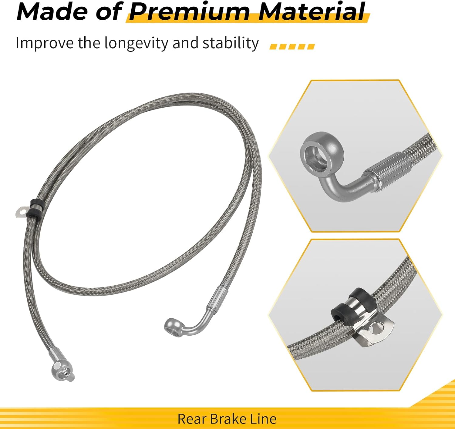 M MATI Rear Brake Line for Polaris Scrambler 850 Sportsman 550 Sportsman 850 XP Touring Premium S-P 2013-2025 1911678 1914132