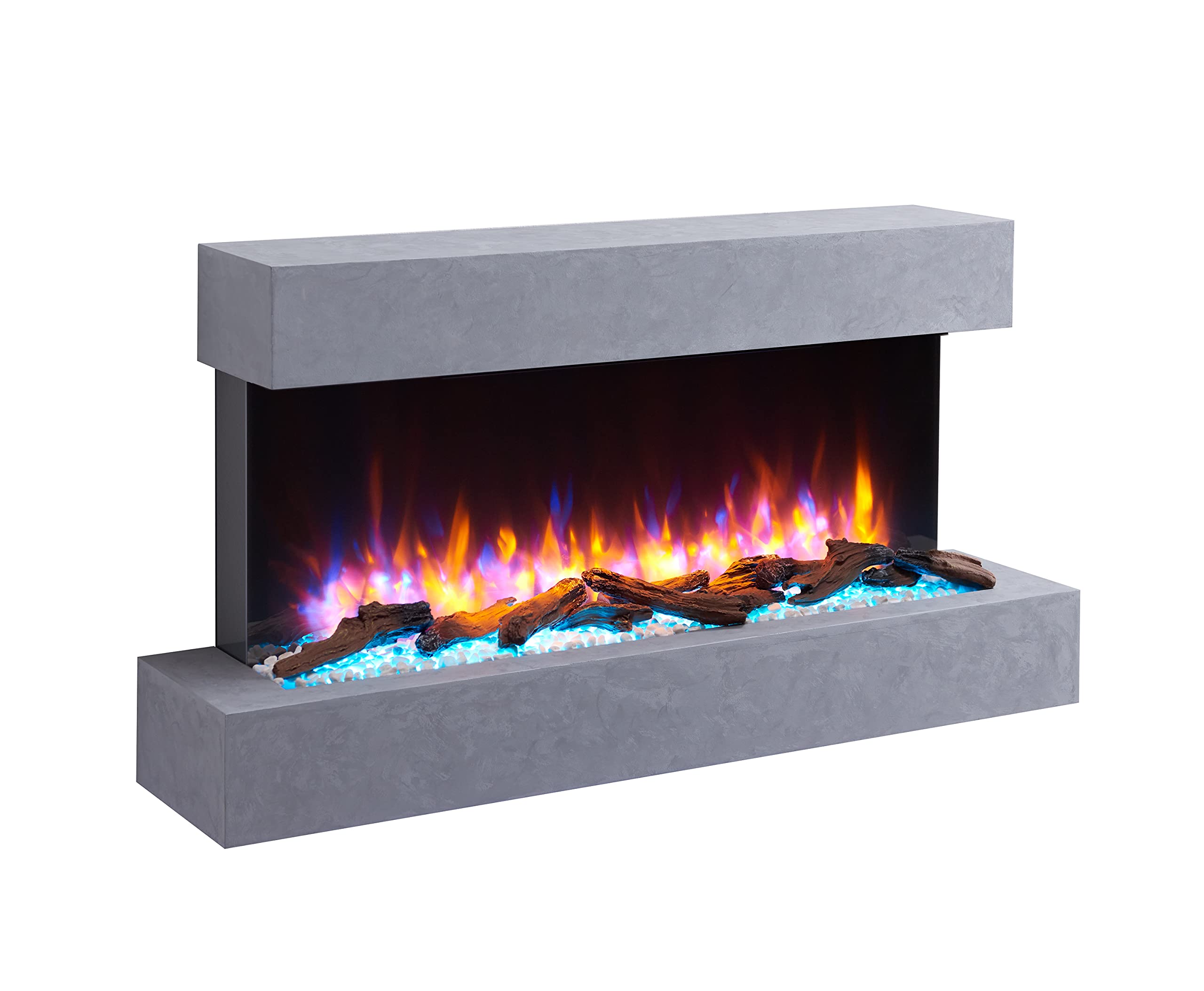 Flamme Cement Grey 43" Wall Mounted Electric Fireplace, Kingston,