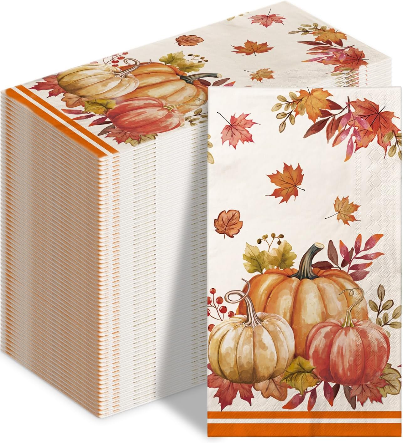 Lot De 20 Serviettes De Table à Lunch Citrouille Et Feuilles En