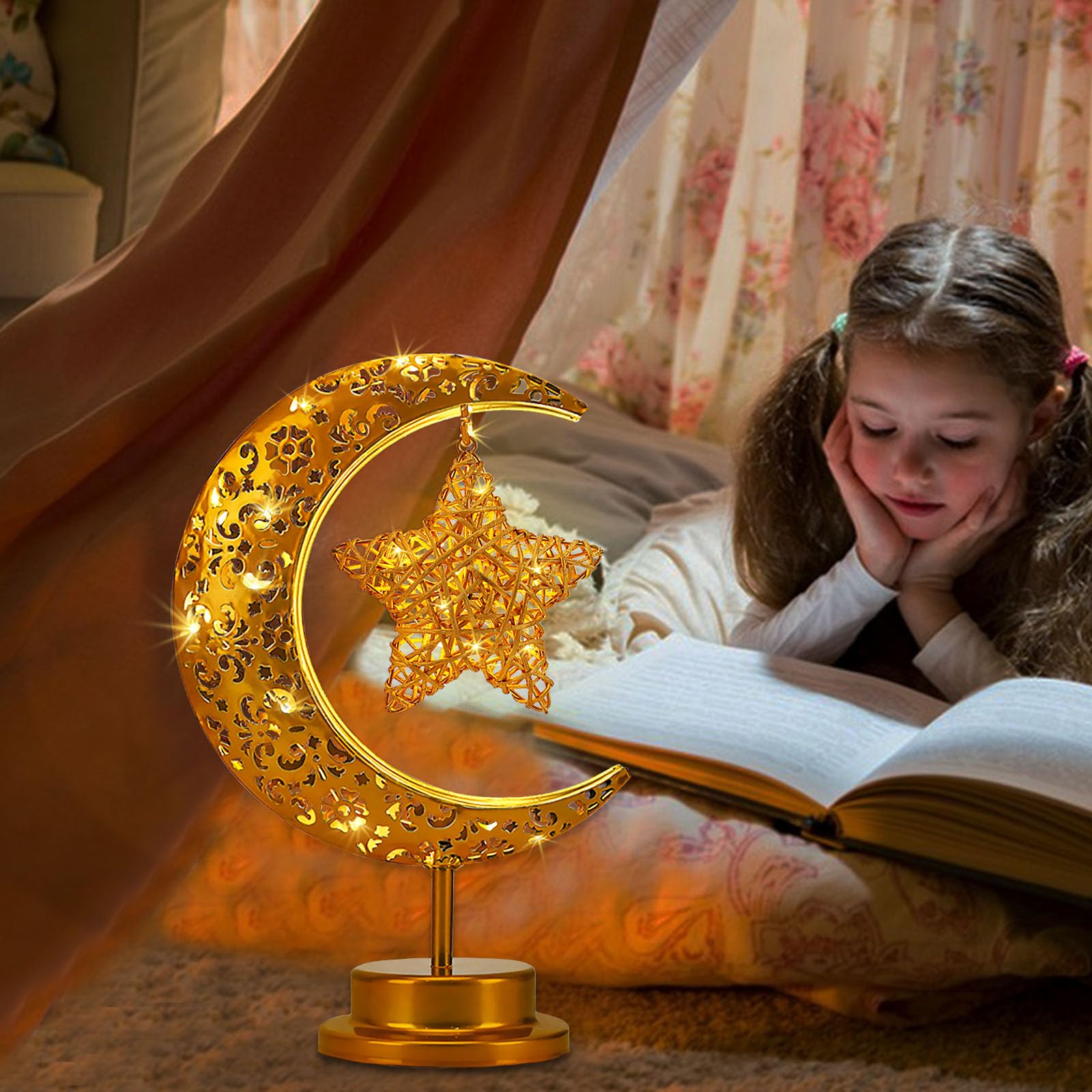 ラタン星のデスクランプ、夜の光、誕生日プレゼント. ラタン星のデスクランプ、夜の光、誕生日プレゼント4