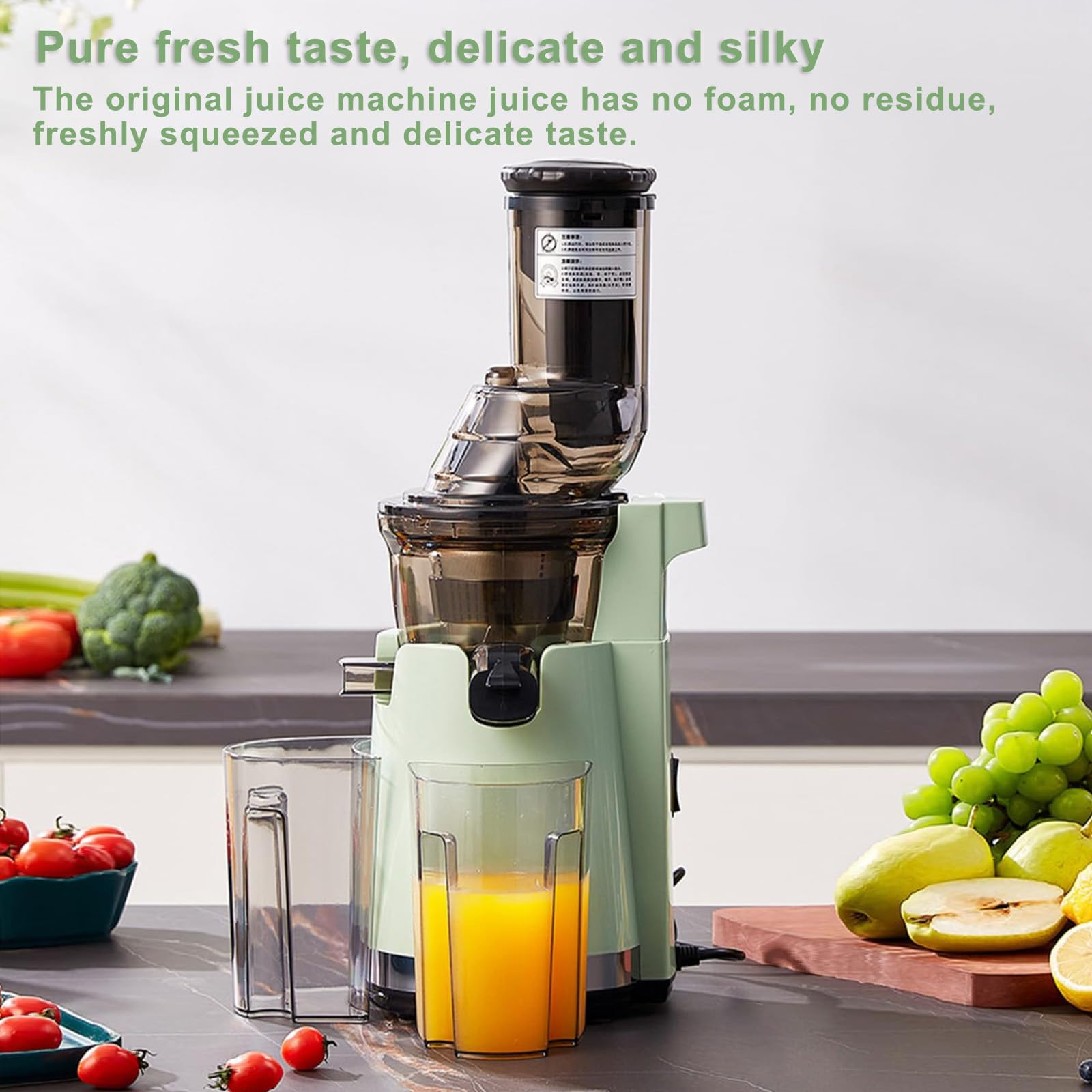 Exprimidor automático de prensa en frío, máquinas exprimidoras de 250 W, con dos velocidades de apertura de 80 mm y exprimidores lentos de 1 litro de capacidad para frutas y verduras Commercial