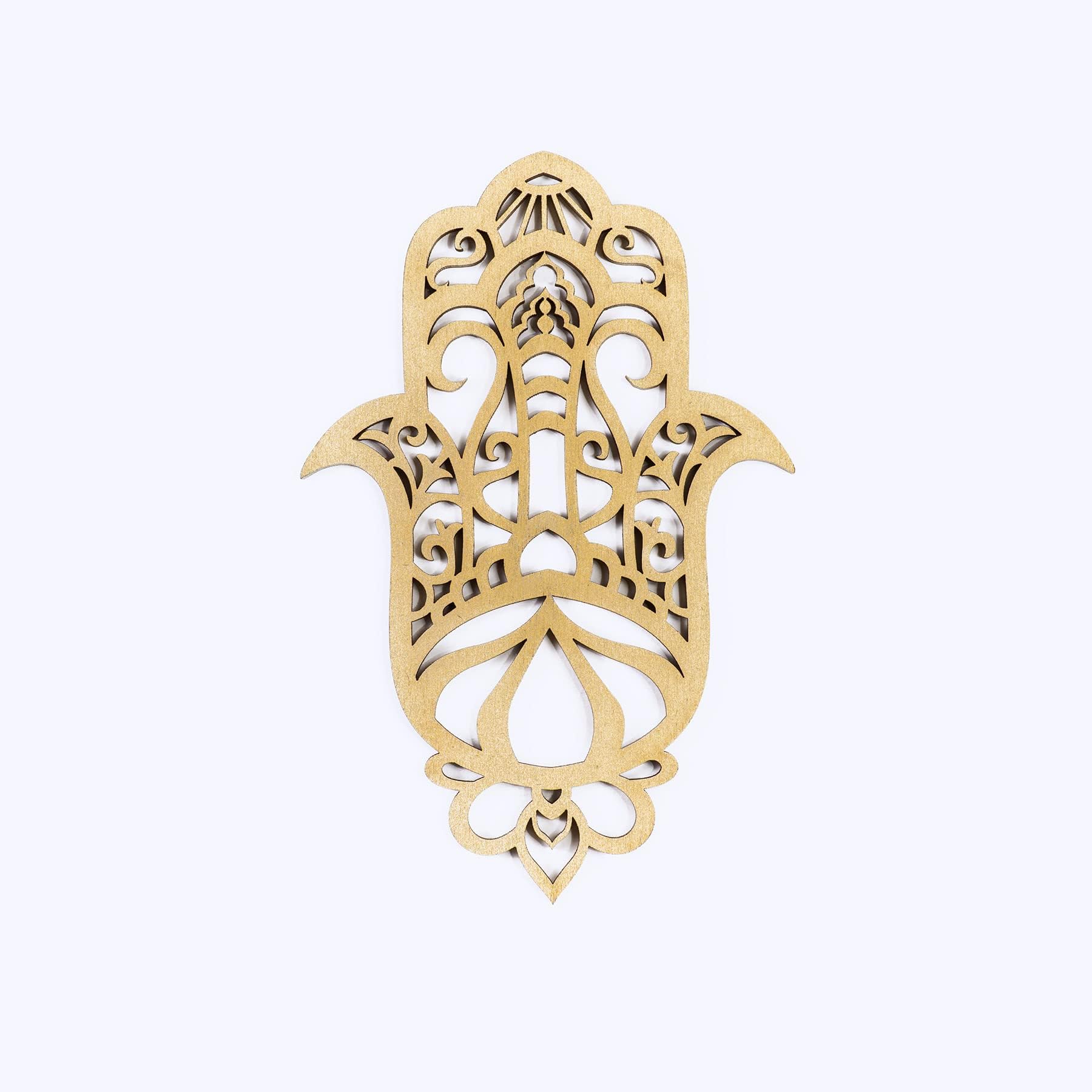 Evil Eye Décor, Gold Painted Wood Hamsa Wall Décor, Spiritual Décor, Hand Made Evil Eye Wood Ornament, Evil Eye Gifts, Hamsa Wall Art by Tohar Design, (9.8 inch)