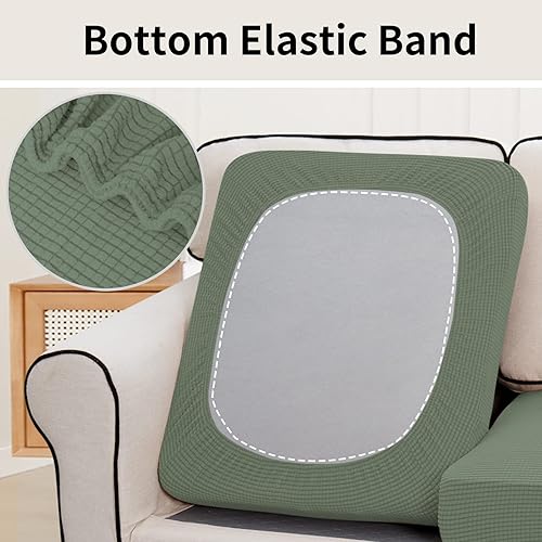 Vista 277 de Easy-Going - Funda de cojín elástica para sofá, funda de cojín protectora para asiento de sofá, suave, flexible con parte inferior elástica