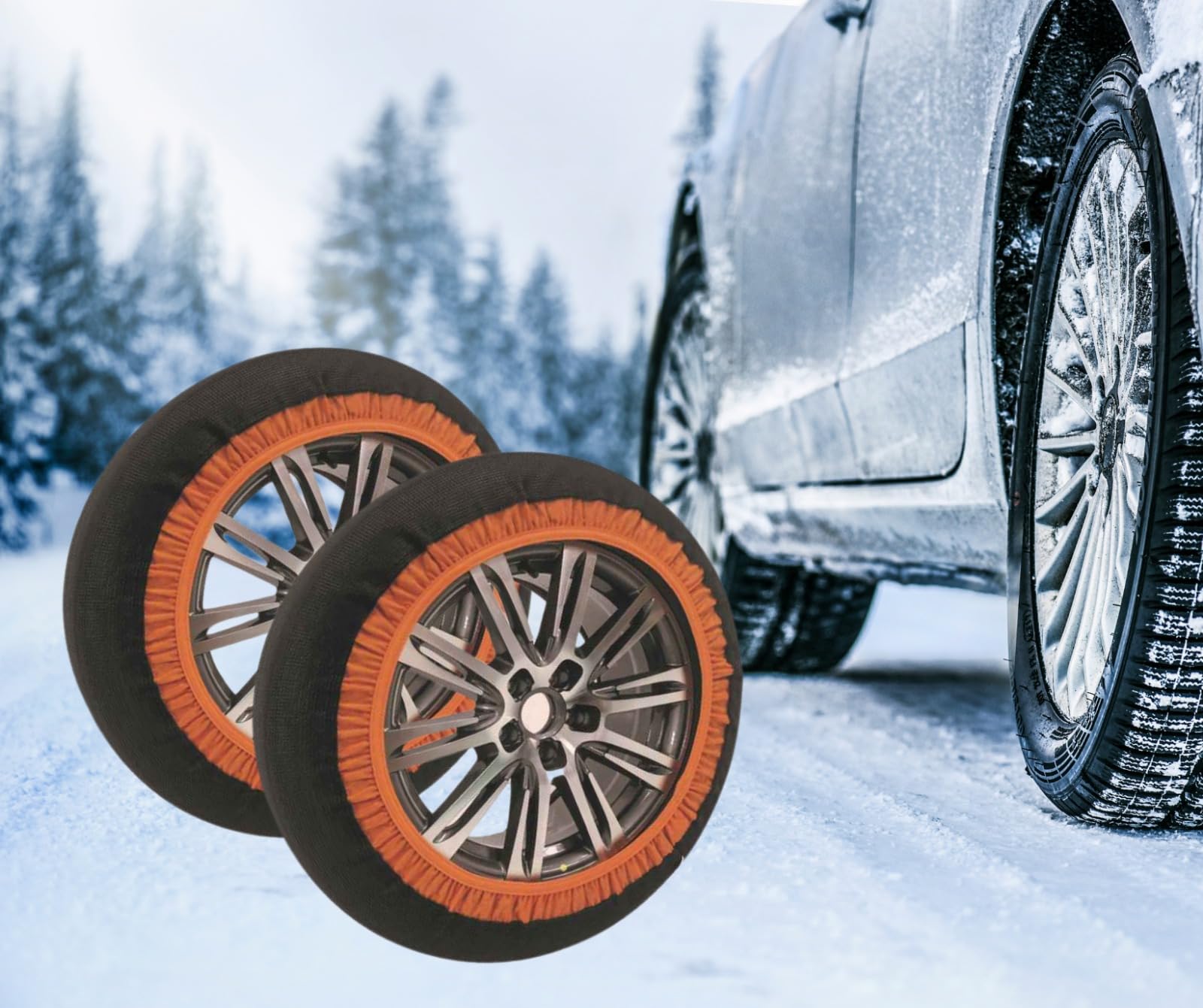 Snow Socks Calze da Neve Catene da neve in tessuto OMOLOGATE Uni 16662-1 2020 per Auto Salvaspazio 6 Taglie Disponibili da XS A XXL (Misure Pneumatici e Dettagli nelle Foto del Prodotto) (XL)