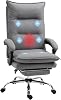 Vinsetto Office Chair with Massage Function Ergonomic Desk Chair with Lumbar Heating Reclining Function Footrest Height Adjustable 360° Rotatable Executive Chair Microfibre Grey