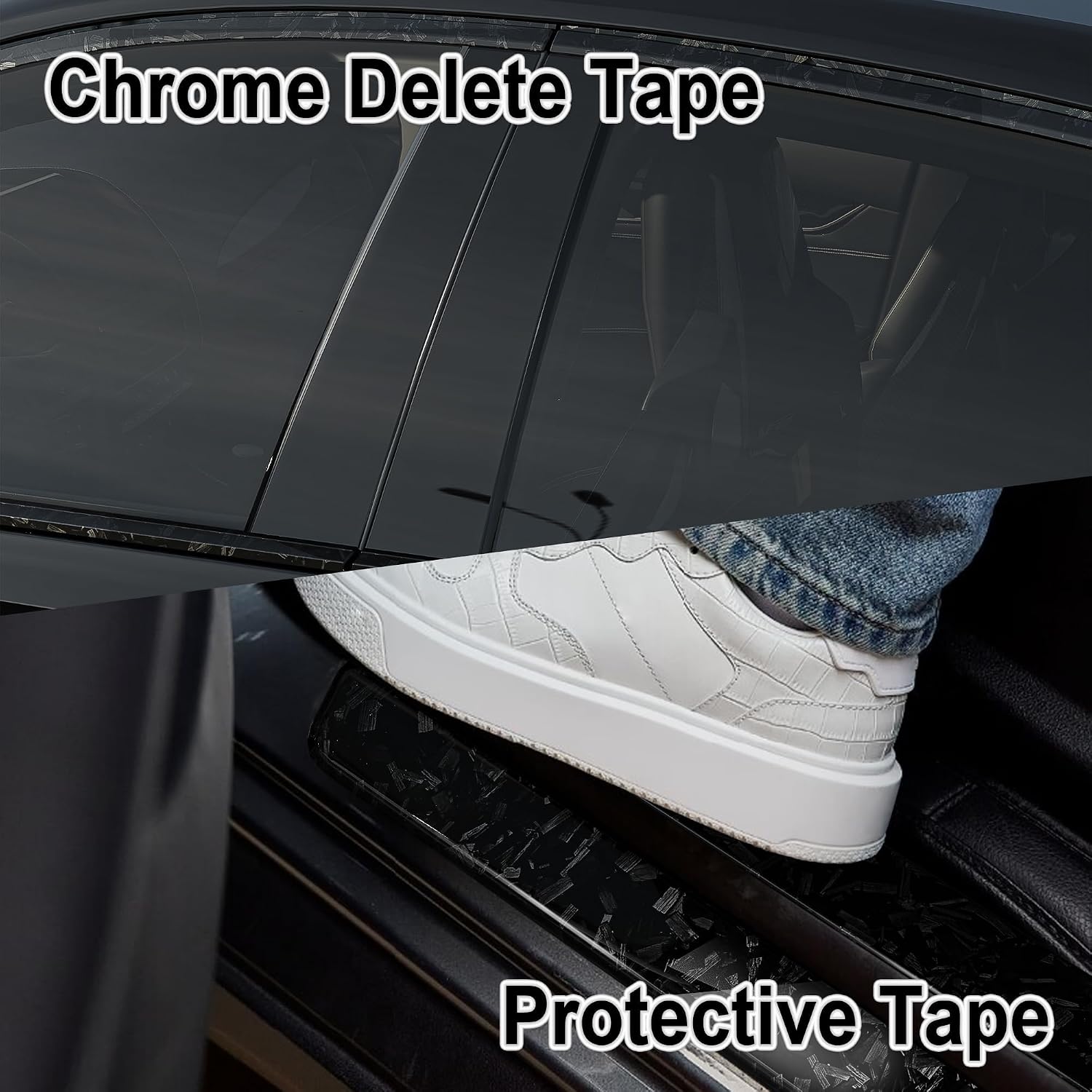 Lypumso Gloss Forged Carbon Fiber Vinyl Wrap Tape 6" x 20ft - with Tool Kit for Chrome Delete, Door Sill Protector, Car Trim Blackout DIY Auto Detailing (Black) image 3