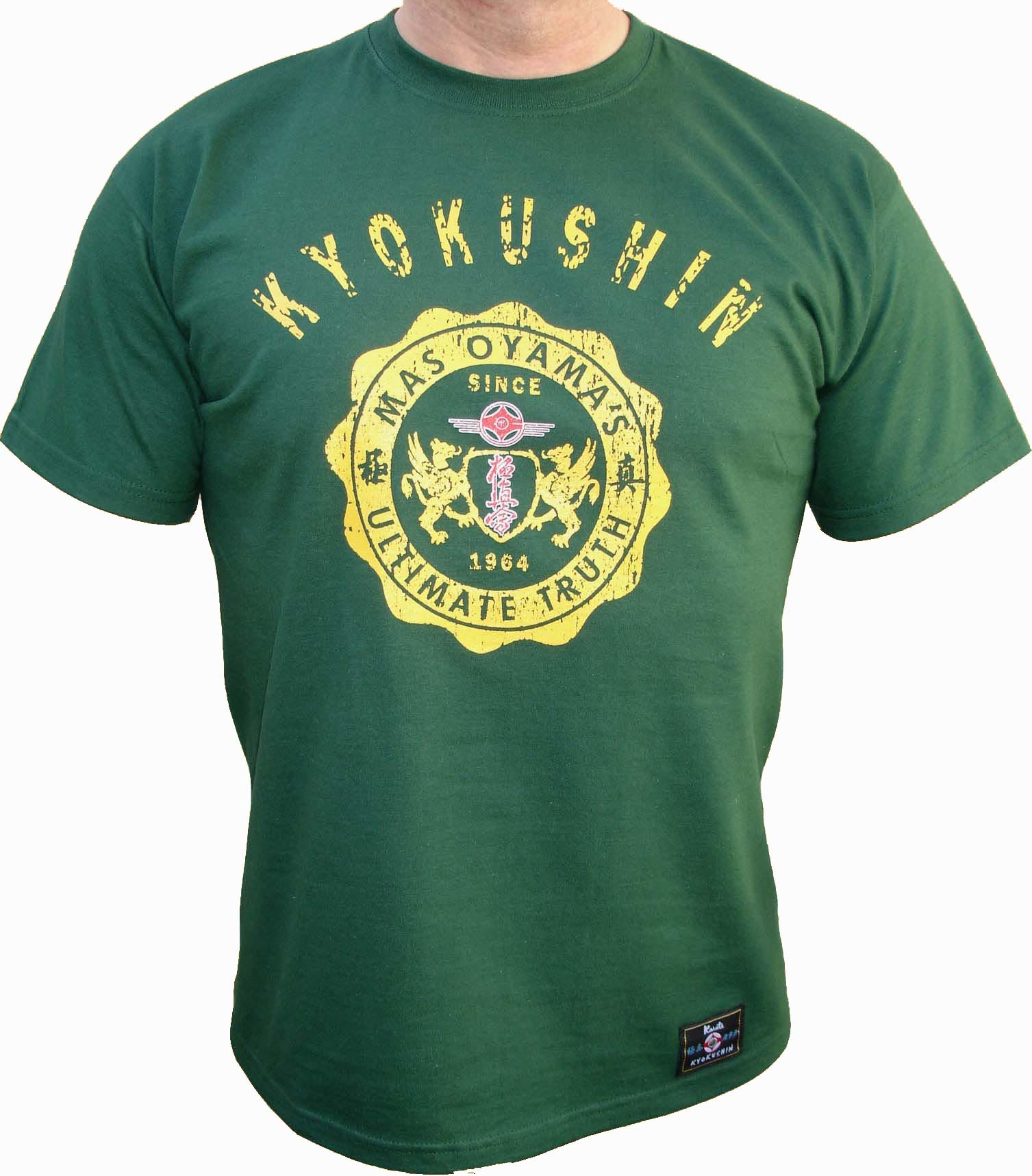 Kyokushin karate T-shirt Kyokushinkai, Oyama, Japan, Budo, Dunkel Grün ( forest ), XL