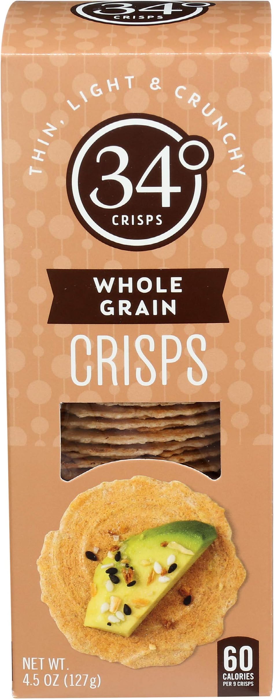 34 Degrees Crisps | Whole Grain Crisps | Thin, Light & Crunchy Crisps, Single Pack (4.5oz)