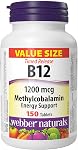 Webber Naturals Vitamin B12 1200 mcg, Timed Release, 150 Tablets, Supports Energy Production and Metabolism, Vegan