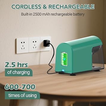 AFMAT Electric Pencil Sharpener, 6 Holes Fast Sharpening for 10000 Times,6-11mm Pencil & Colored Pencils Sharpeners, Auto-Stop,Heavy Duty USB Large Pencil Sharpener for Artists,Teacher,Green,PSD2