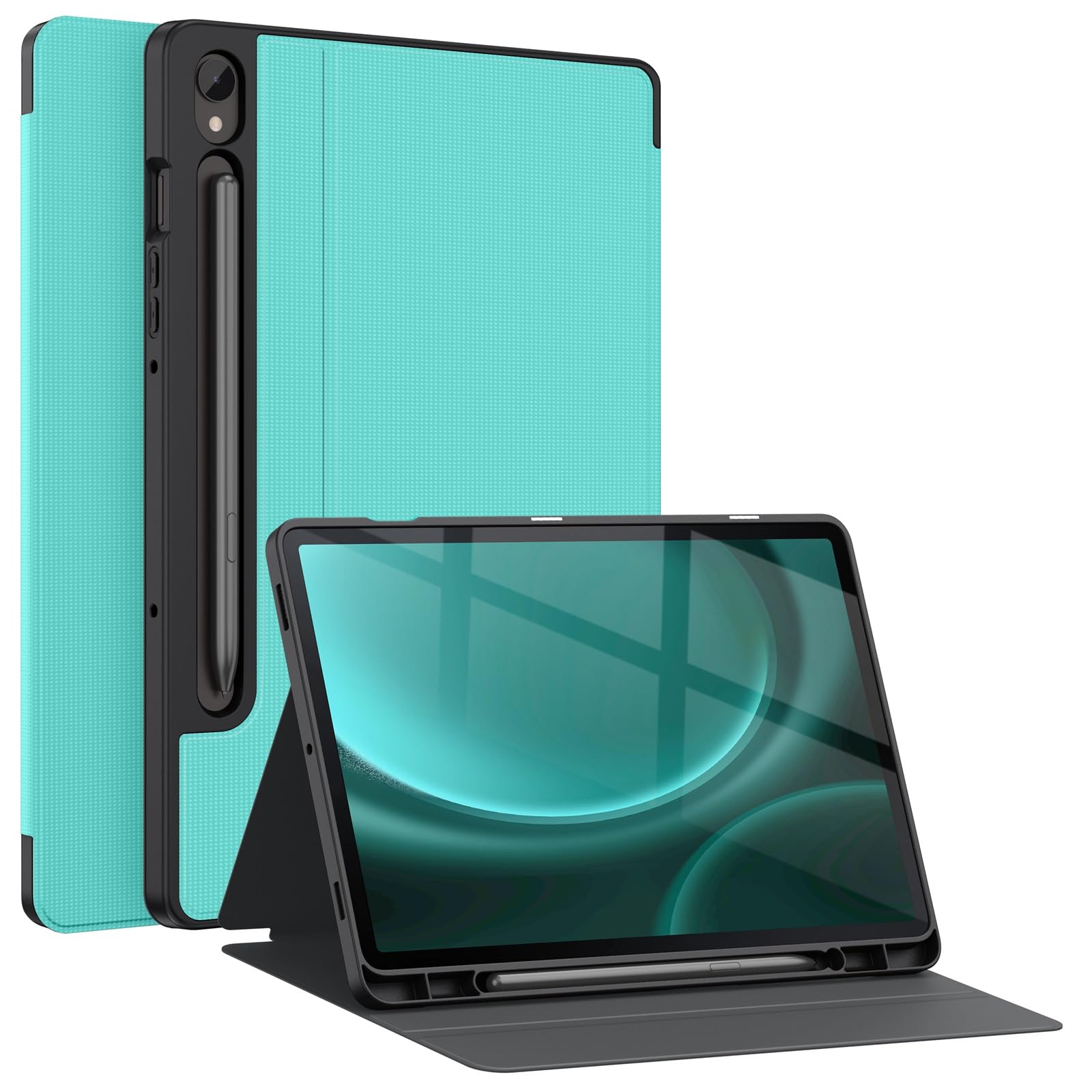 Soke Case for Samsung Galaxy Tab S9 FE 5G 2023 - Shockproof Stand Folio Case,Multi-Viewing Angles,Soft TPU Back Cover for Galaxy Tab S9 FE 10.9 inch Tablet,Aqua