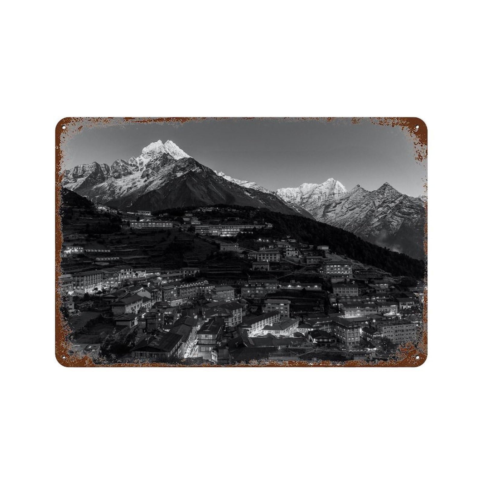 xiaoxiaoshen Black And White Nepal Photo Decor Asia Wall Decor Art Metal Tin Poster Modern Home Decor Art Home Bar Shop Decorations Vintage Sign 20x30cm