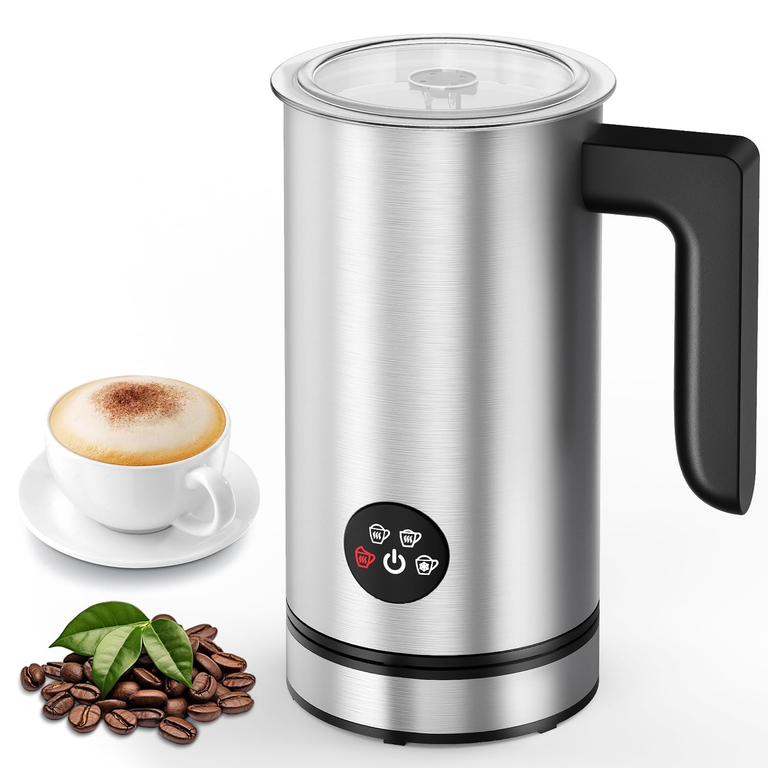 HSSNS Elektrischer Milchaufschäumer – Edelstahl, für heißen und kalten Milchschaum, für heiße Schokolade, Latte Macchiato, Cappuccino, Macchiato