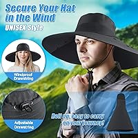 Vista 4 de Sombrero de pesca de ala súper ancha UPF 50+, sombrero de safari solar con solapa extraíble para el cuello